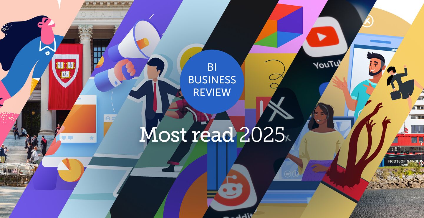 Image collage of the images used in the most read articles in 2025 from BI Business Review.