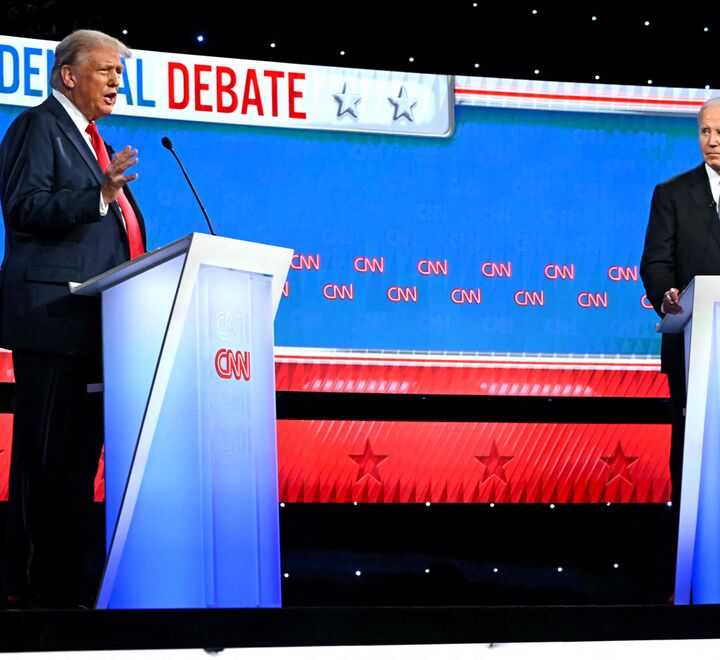 President Biden og tidligere presiden Trump under debatten på CNN i juni 2024