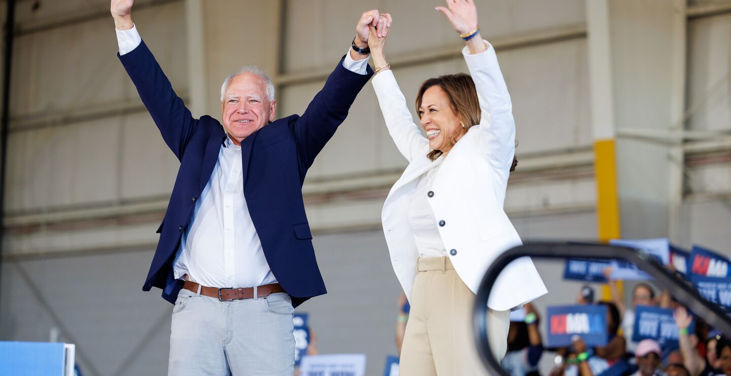 Presidentkandidat Kamala Harris og visepresidentkandidat Tim Walz