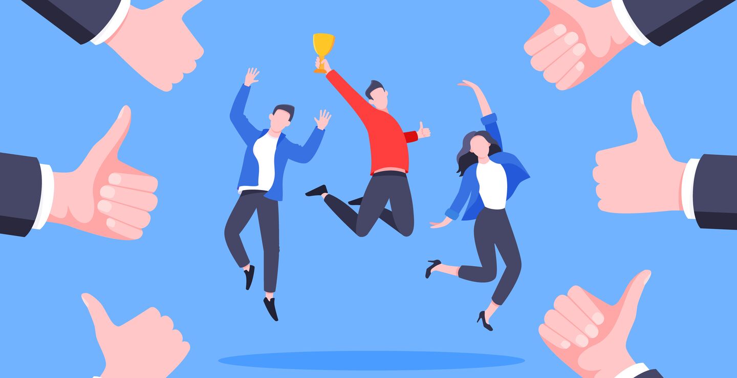 Illustration of successful people in business.