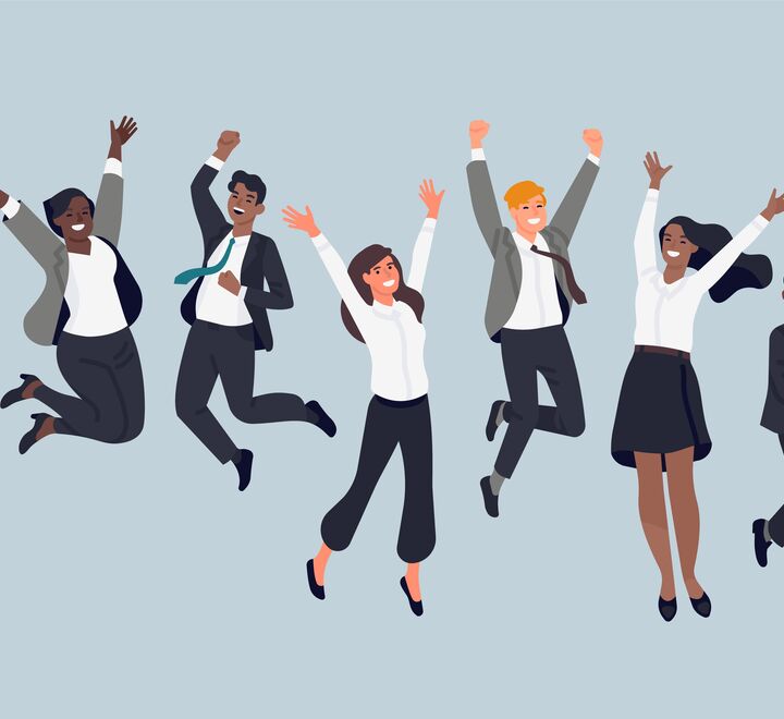 Illustration of cheerfull office workers