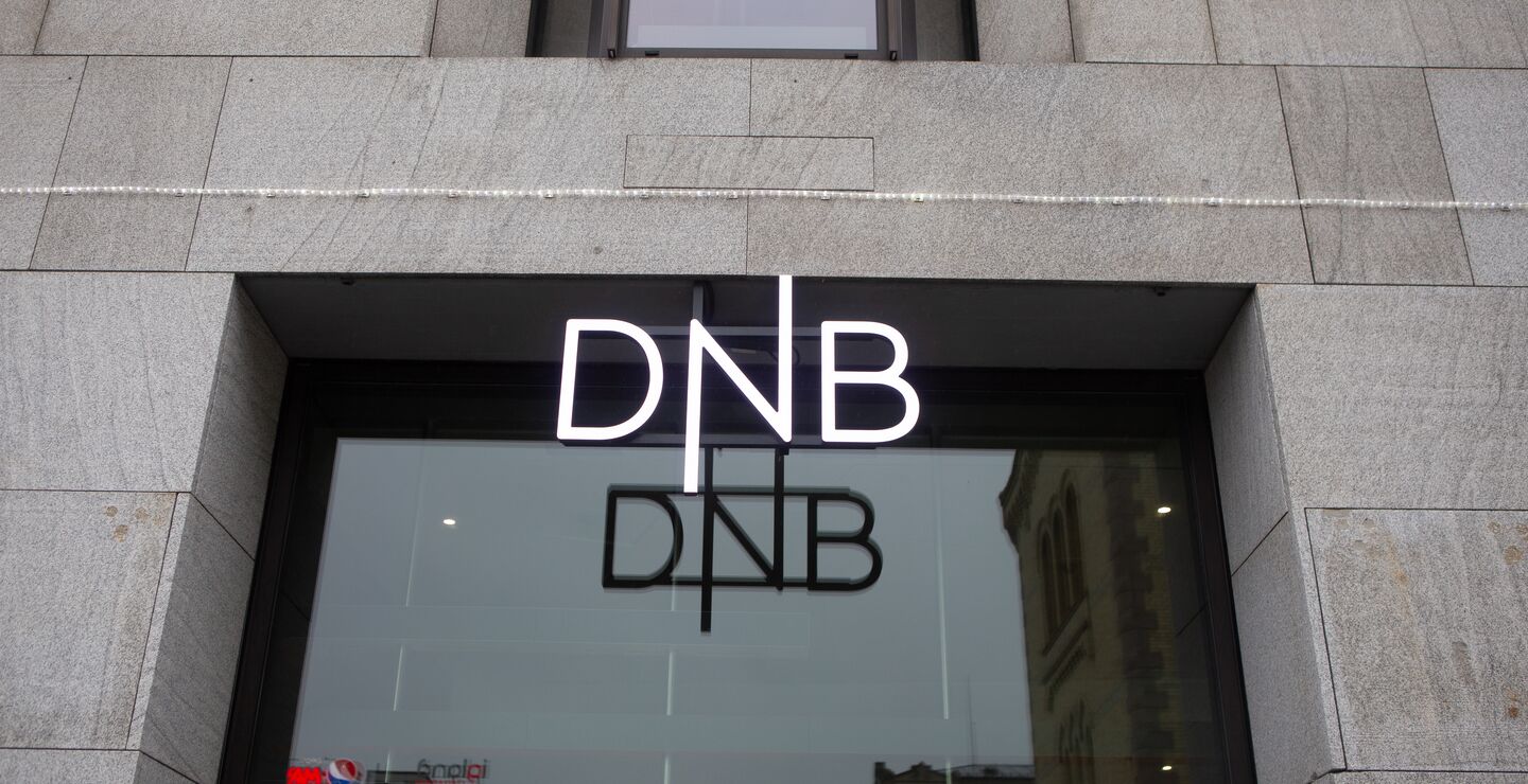 Outside Norwegian bank DNB's offices on Karl Johan in Oslo.