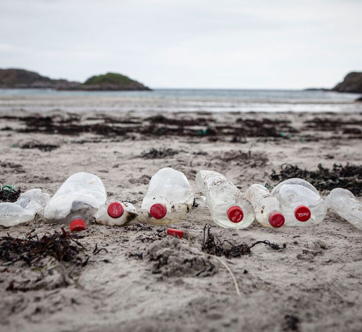 Plastic bottles on the beach
