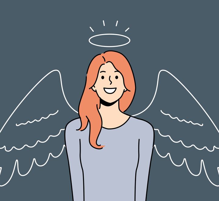Illustration of smiling woman with halo