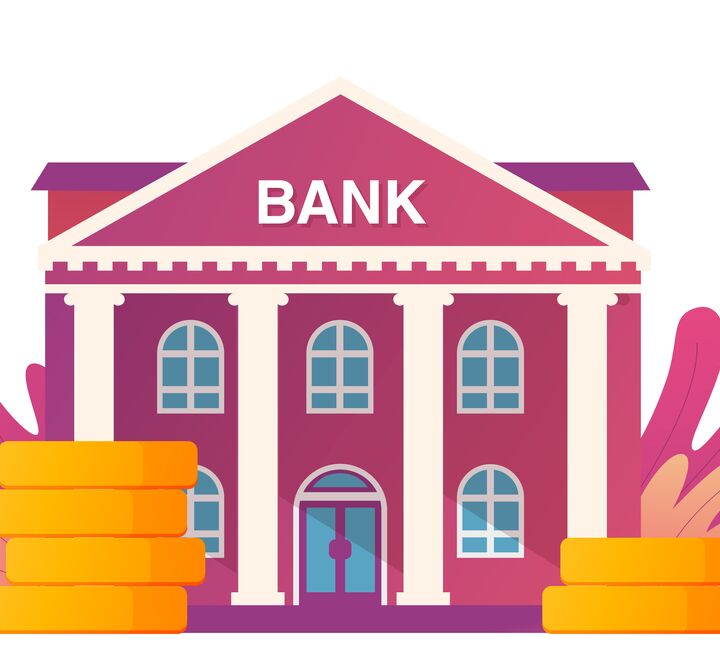 Illustration of bank and money