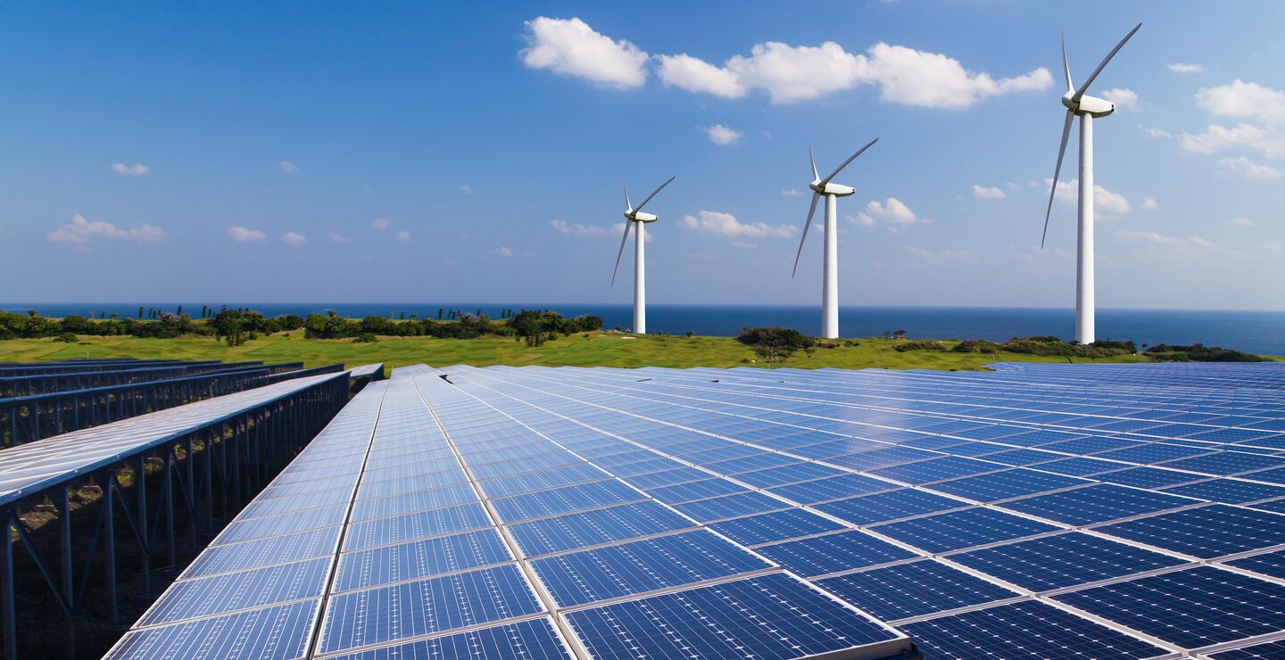 Wind mills and solar panels