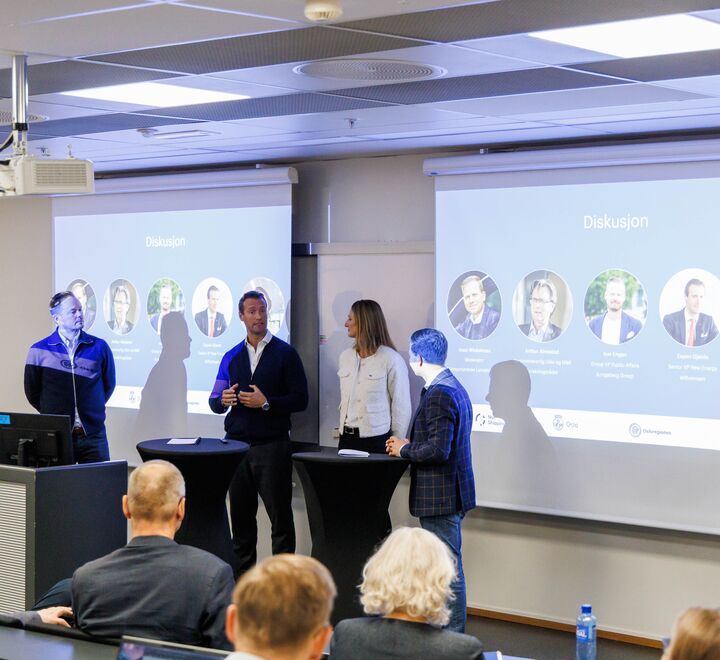 From the event. Image of some of the speakers during the event. Photographed by Adrian Vaagsnes, BI Norwegian Business School.