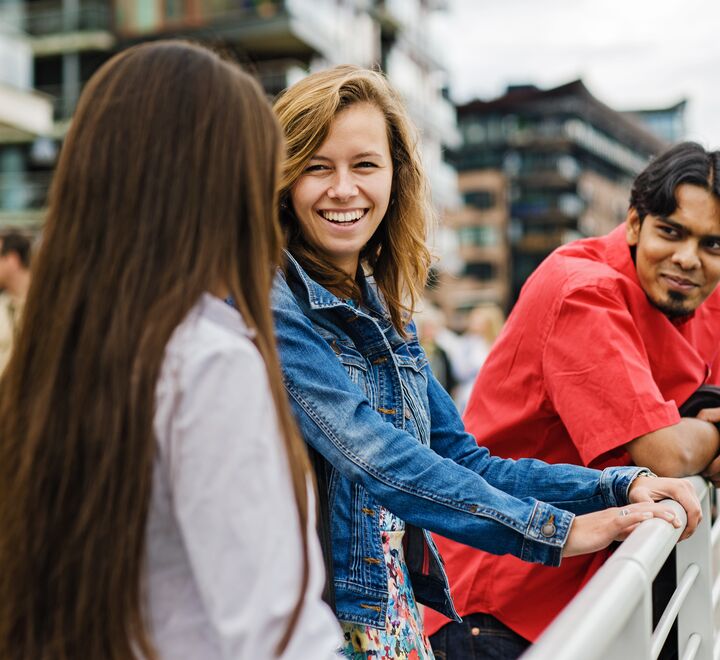 Students talking outside