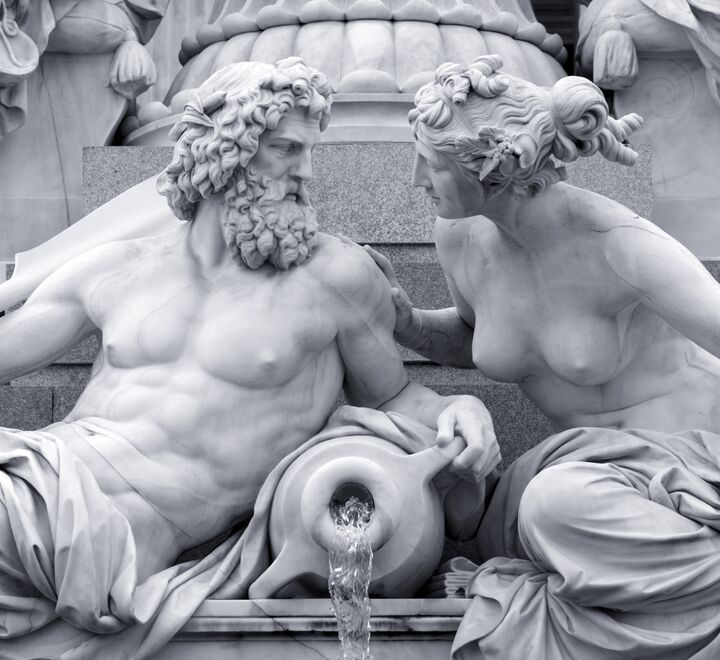 Two marble statues.
