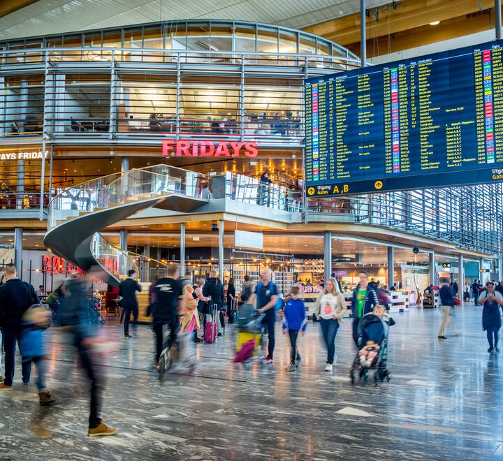 Mennesker i bevegelse på Gardermoen flyplass
