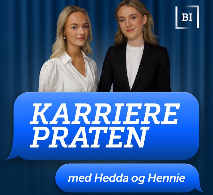 Bilde av Hedda og Hennie med Karrierepraten-logo