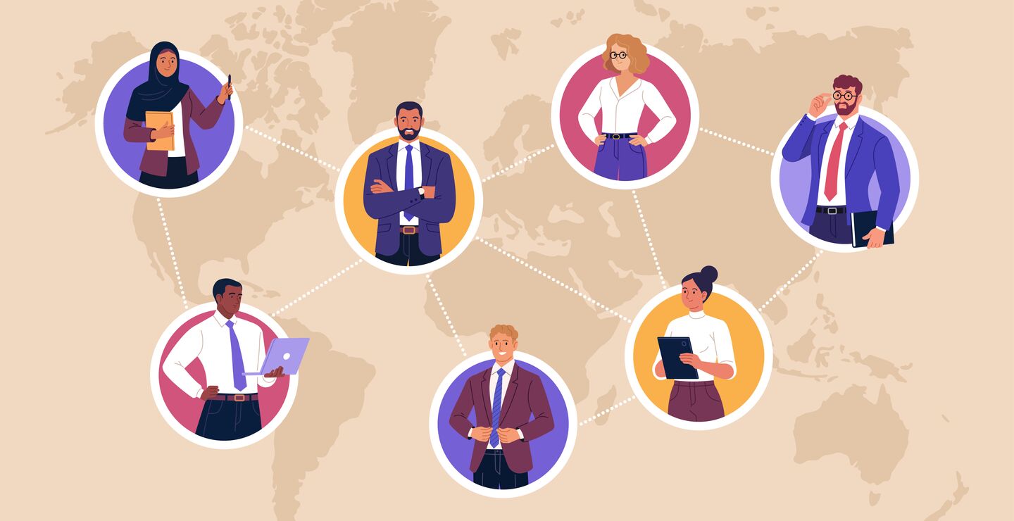 Illustrasjon av ansatte fra ulike land