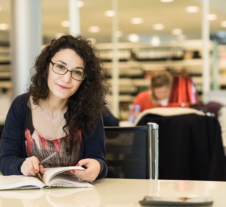 Female student at the library