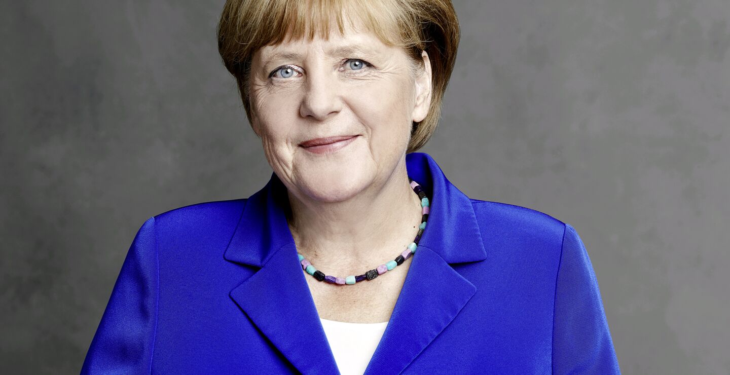 Pressefoto av Angela Merkel