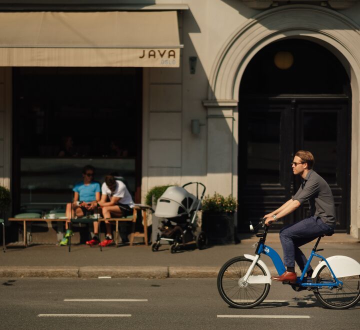 A man on a city bike
