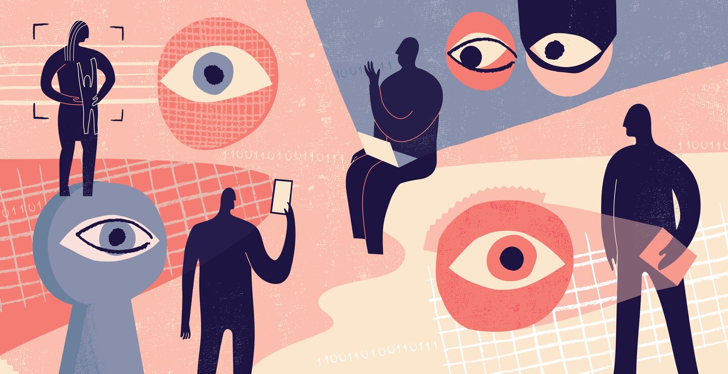 Graphic illustration of surveillance and privacy