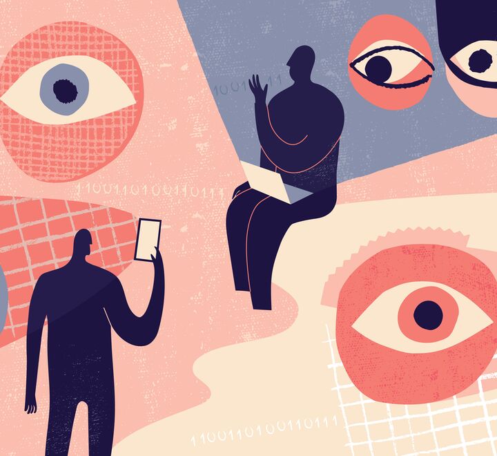 Graphic illustration of surveillance and privacy