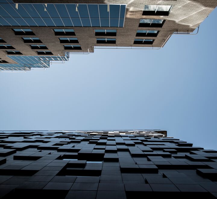 The wall of a modern building