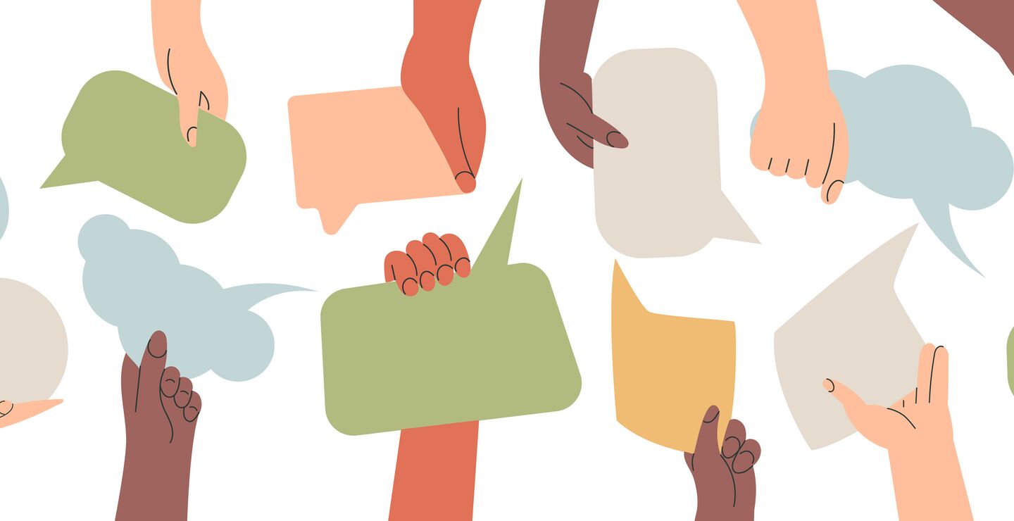 Illustration of different people with different opinions