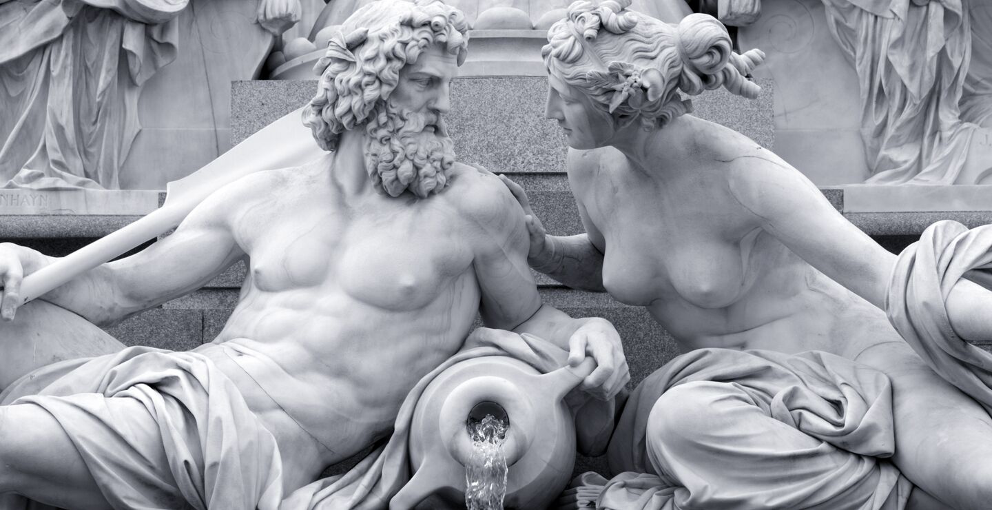 Two marble statues.