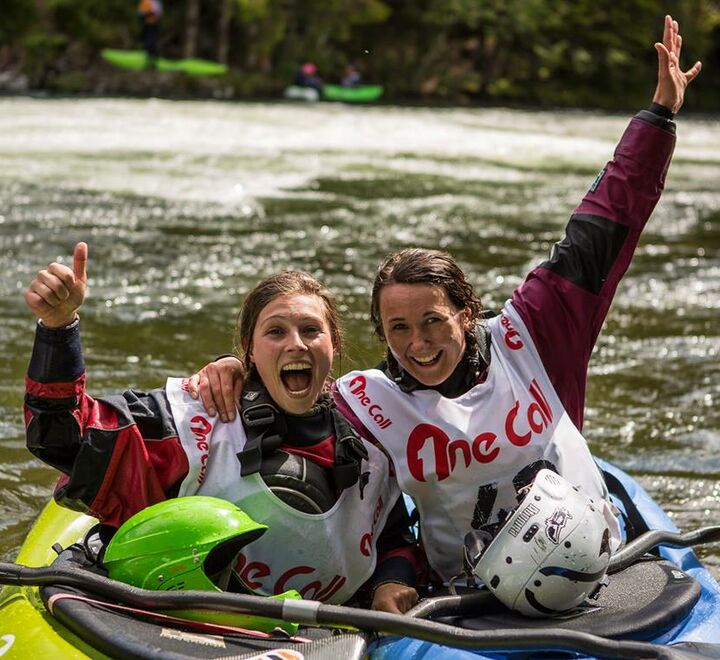 Two girls kayaking 