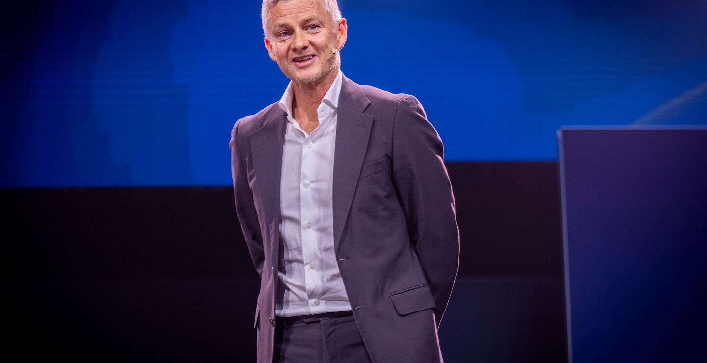 Tidligere fotballspiller og trener Ole Gunnar Solskjær snakker om talent management under Oslo Business Forum