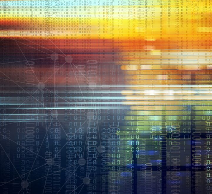 Digital background in orange and blue colours.