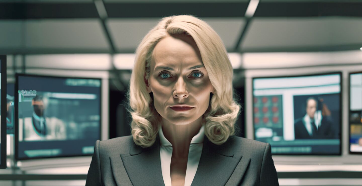 Illustrated portrait of a female manager.