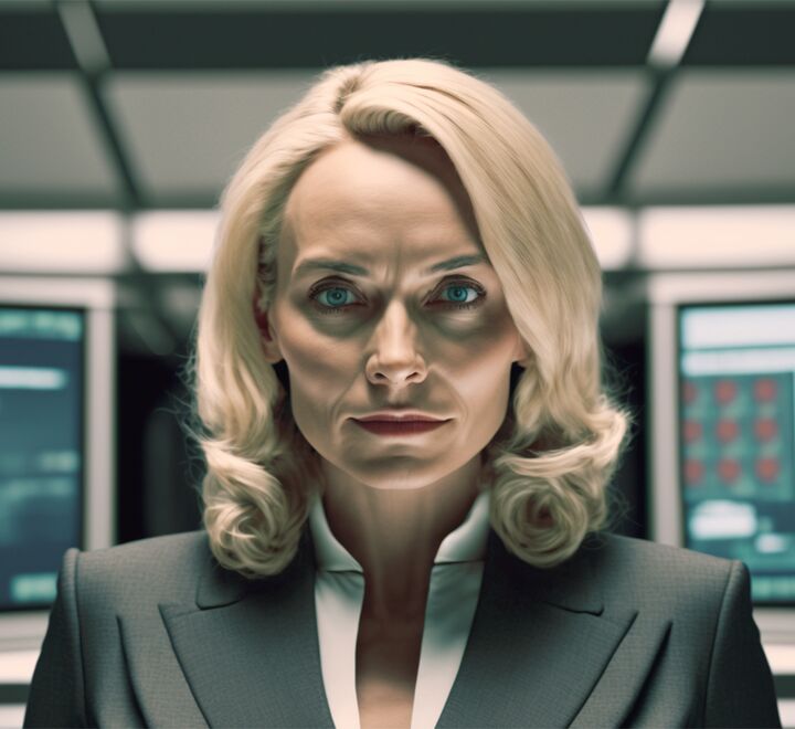 Illustrated portrait of a female manager.