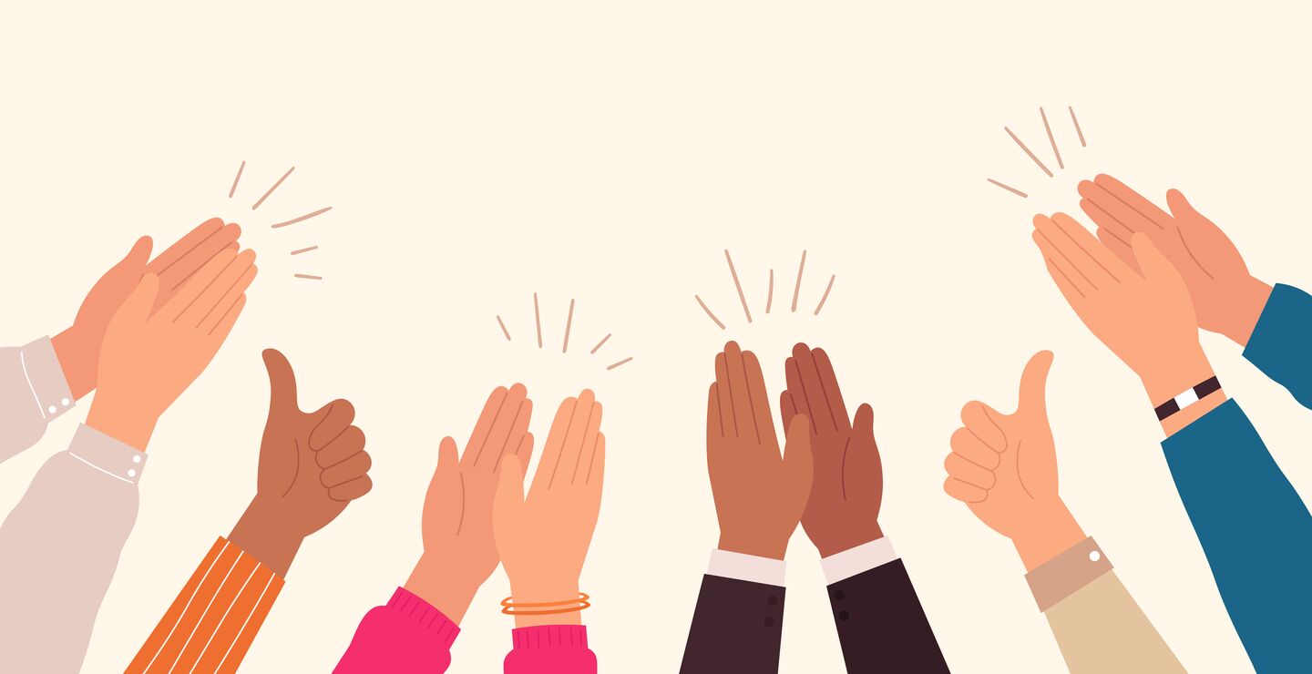 Employees applauding good work