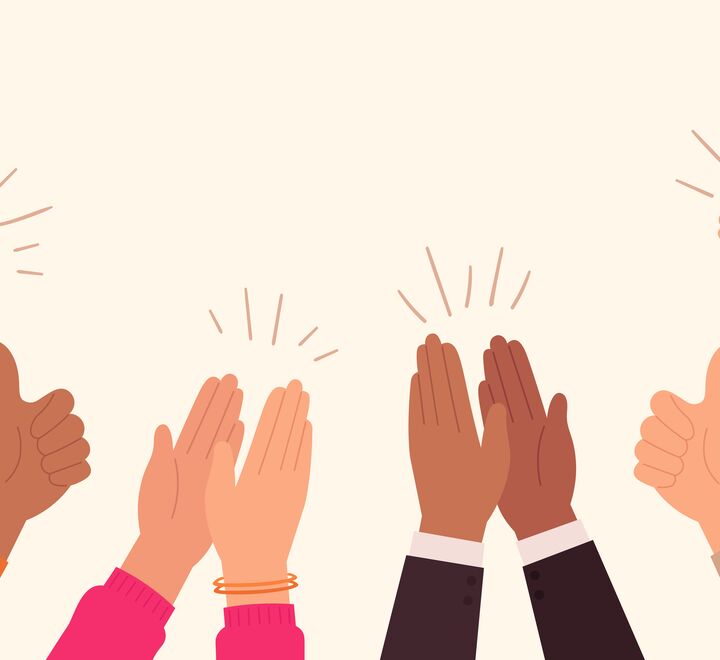 Employees applauding good work