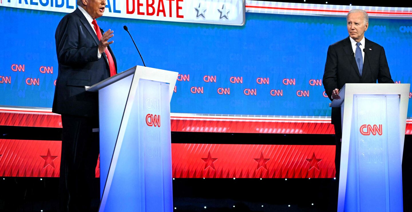 President Biden og tidligere presiden Trump under debatten på CNN i juni 2024