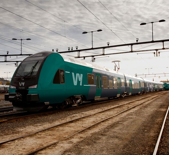 Det kan vise seg å være en god investering å endre navn til Vy, skriver Lars Olsen. Bildet viser hvordan togene kan se ut i sin nye bunad (Foto: Snøhetta).