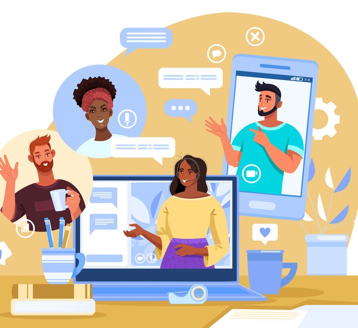 Illustration of many different communication platforms