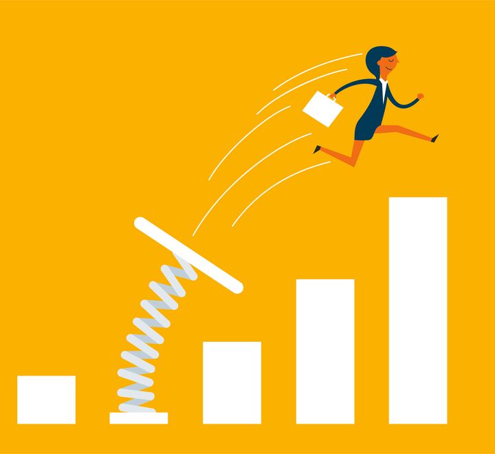 Illustrasjonsbilde: person hopper opp over grafer