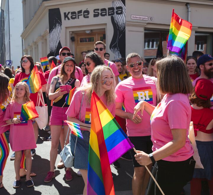 Oslo Pride Parade 2019 with attendees from BI