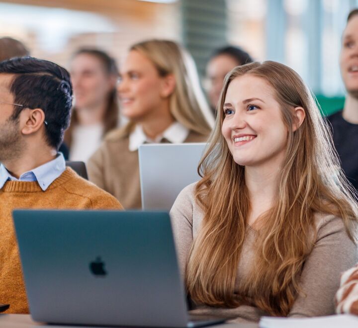 Student with a laptop computer