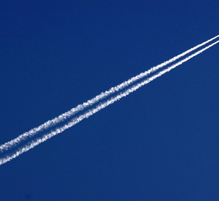 The lines that a plane makes when it flies