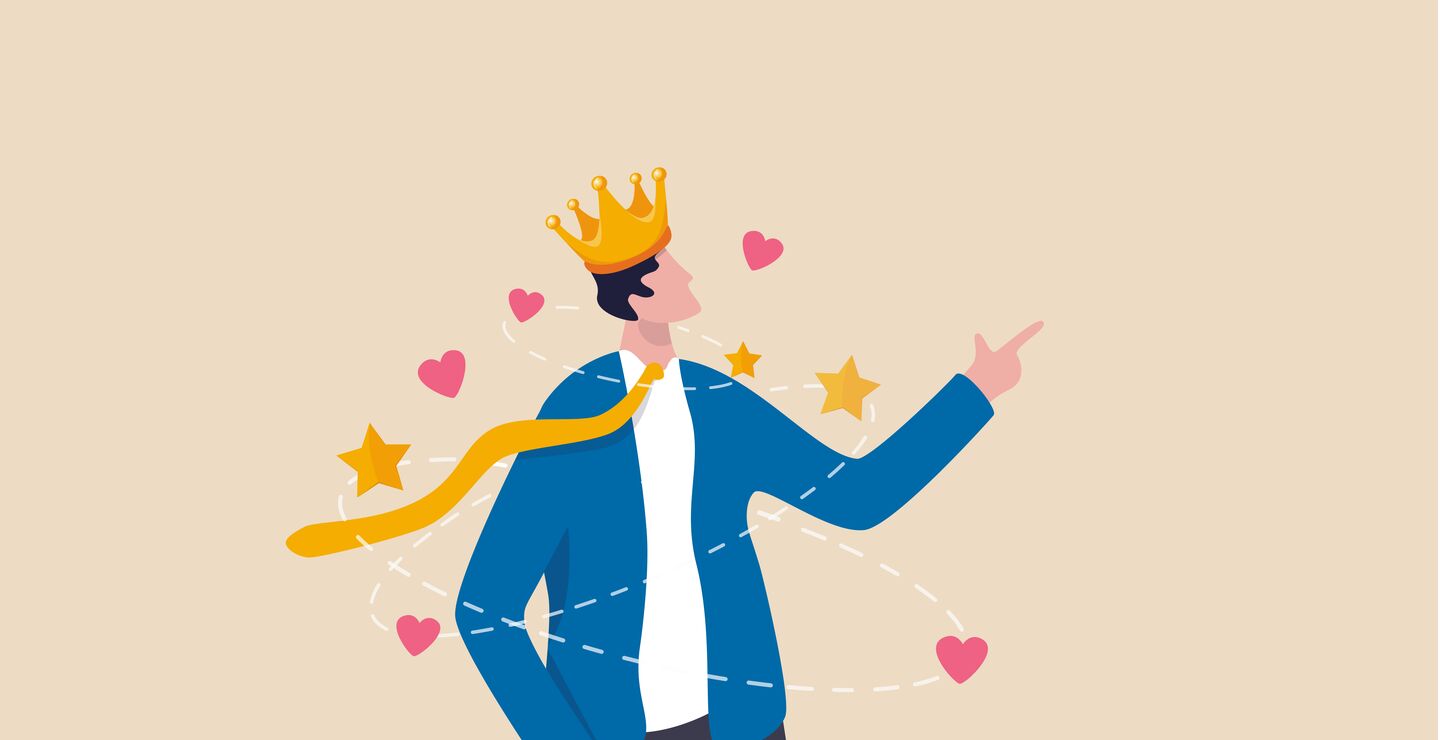 Illustrasjon av en narissistisk leder.