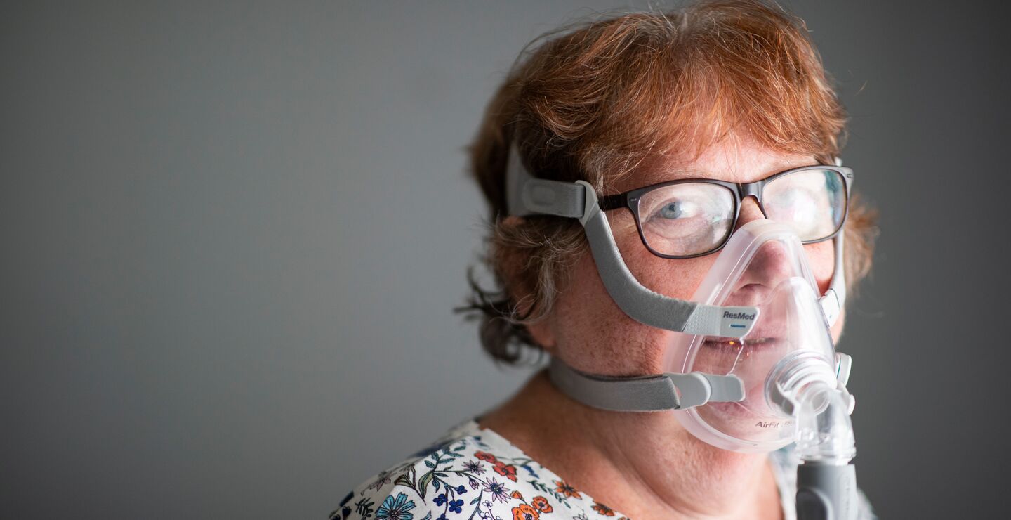 Mona Nielsen har kols og får digital hjemmeoppfølging av helsepersonell. 