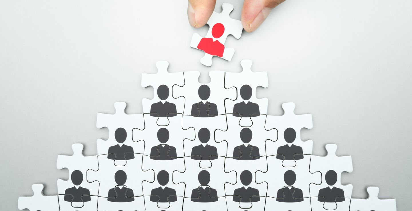 Hierarchy puzzle with leader on top