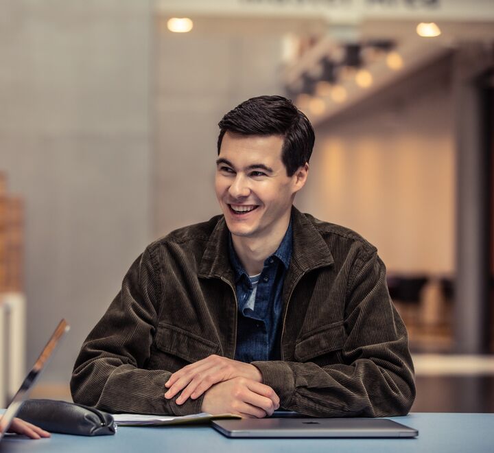 Smiling male student