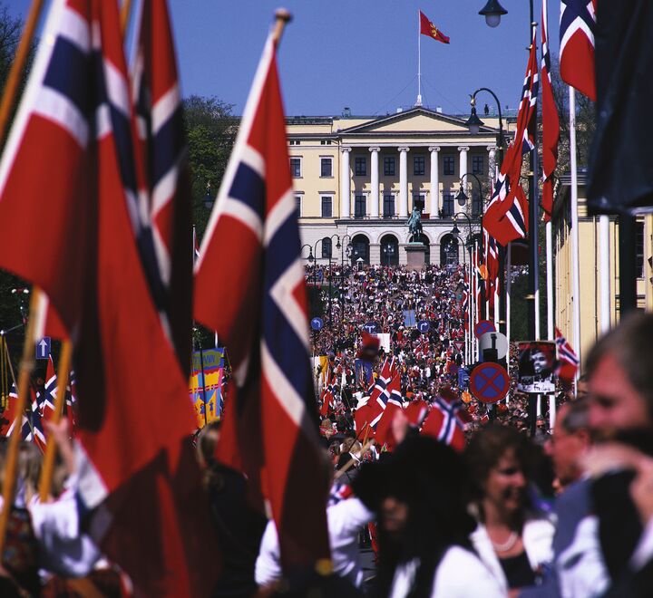 Train of people celebrating during the national day, may 17.