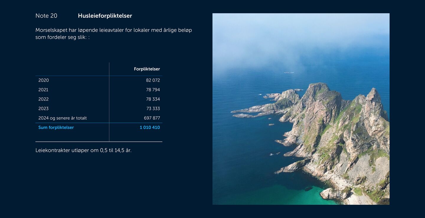 Skjermbilde av noter fra årsregnskapet 2019