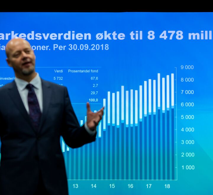 Leder Yngve Slyngstad i Norges Bank Investment Management la frem resultatet for Statens pensjonsfond utland, eller oljefondet, i 3. kvartal. Foto: Tore Meek / NTB scanpix