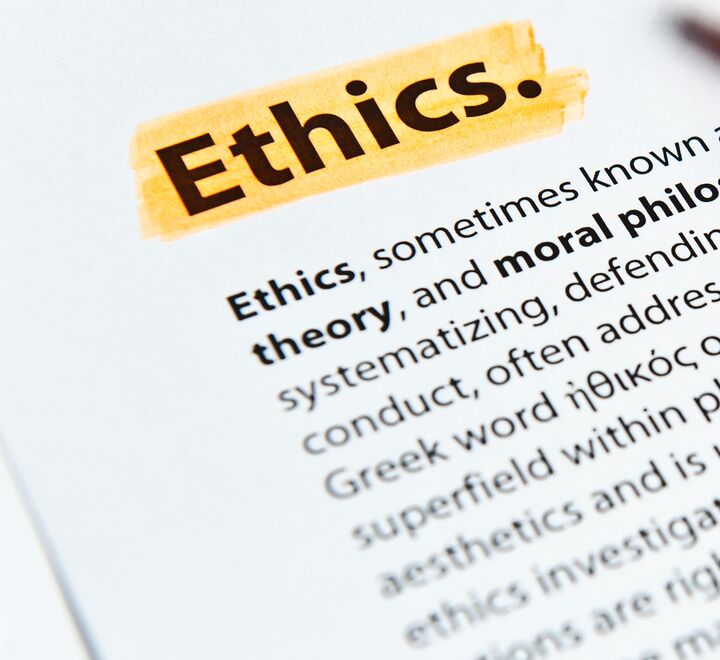 Et dokument hvor "Ethics" er understreket