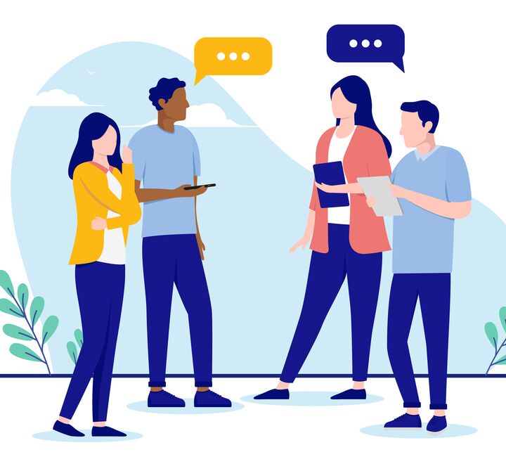 Illustrasjon av mennesker som snakker sammen