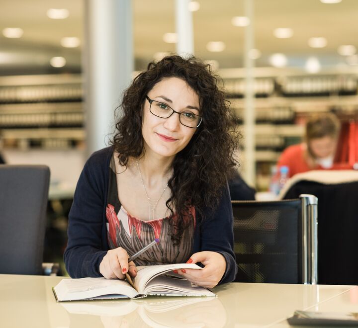 Female student at the library