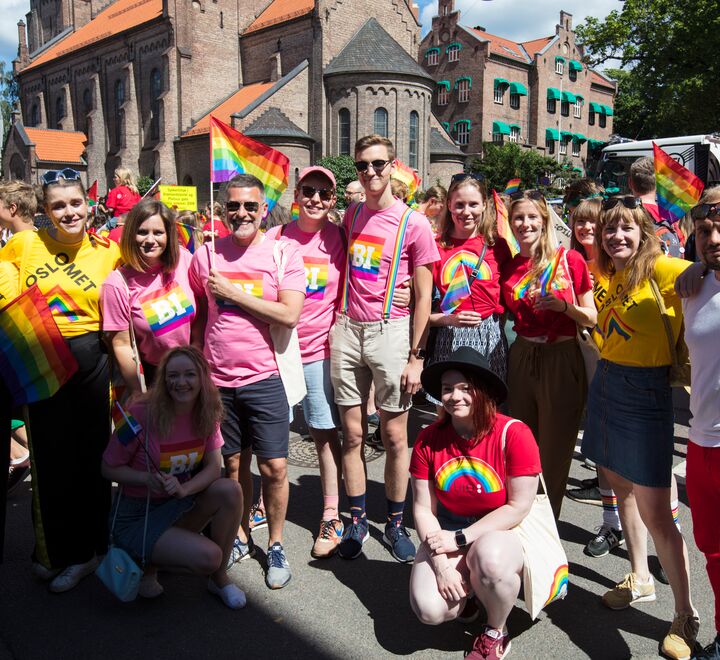 Happy people participating in Oslo Pride parade