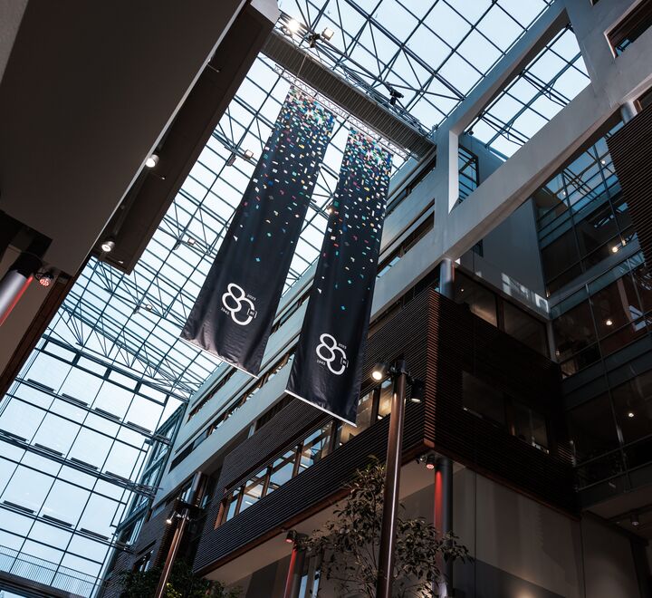 Banners of BI 80 years logo